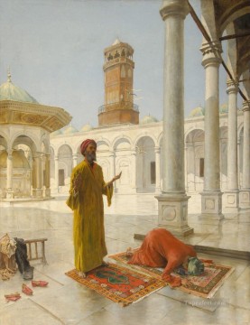 アルフォンス・レオポルト・ミーリッヒ Painting - モハメド・アリ・モスクでの祈り カイロ・アルフォンス・レオポルド・ミーリッヒ オリエンタリズムの場面
